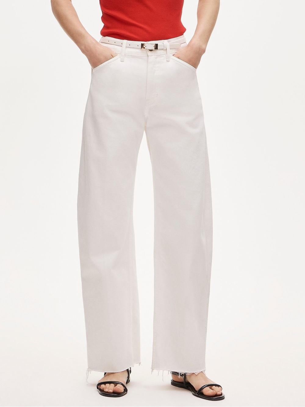 NWT JCrew Zoe Barrel Jean in White Denim Size 28 $158 CS198